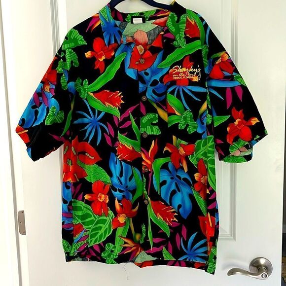 Toucan Dance by Fast Lane VTG Tropical camp Shirt Sharky’s on the Pier Venice - Picture 1 of 7